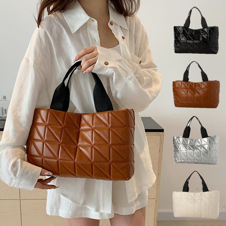 【10％OFFクーポン！11/27(木)1:59まで】STYLEBLOCK トートバッグ バッグ キルティング 無地 小さい 鞄 レディース ブラック ホワイト ブラウン シルバー バッグ・鞄