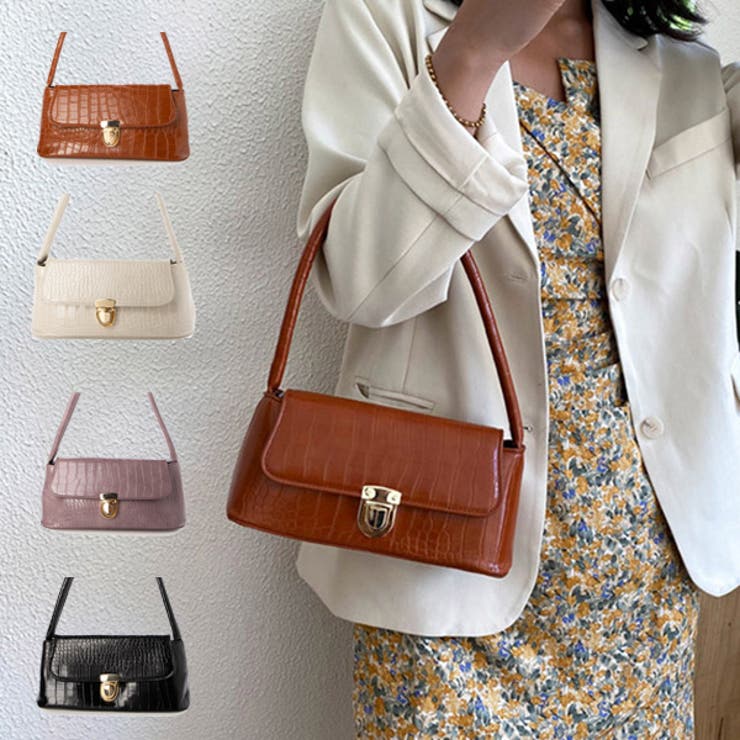 STYLEBLOCK ハンドバッグ バッグ クロコダイル レザー調 小さい ミニ 肩掛け 鞄 レディース ブラック ホワイト ブラウン パープル バッグ・鞄