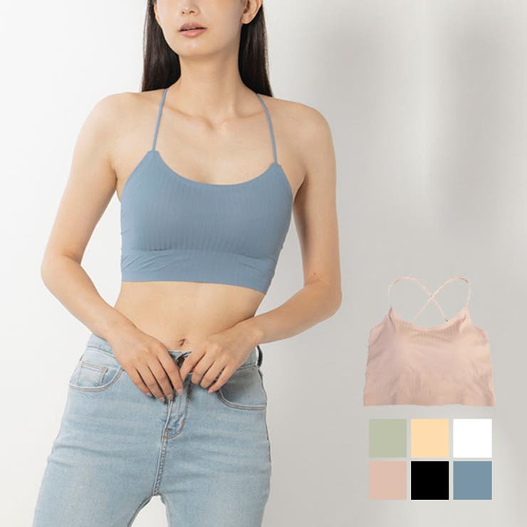 【10％OFFクーポン！11/27(木)1:59まで】STYLEBLOCK ブラトップ ブラジャー ブラキャミ カップ付き パッド付き 無地 ノンワイヤー 下着 レディース ブラック ホワイト ブルー グリーン ピンク イエロー インナー・下着