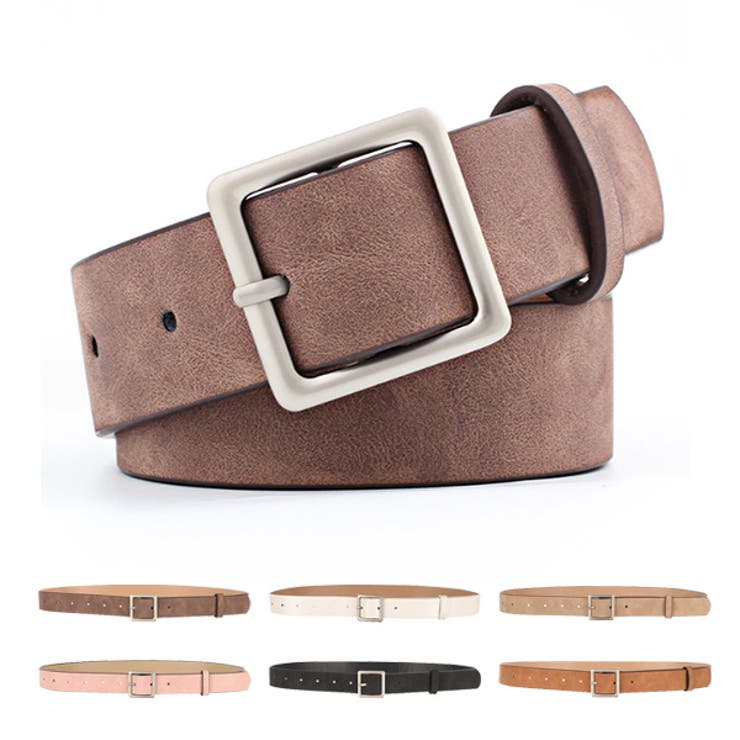 STYLEBLOCK ベルト レザー調 無地 バックル ベルト穴 レディース コーヒー ホワイト ベージュ ピンク ブラック キャメル 小物