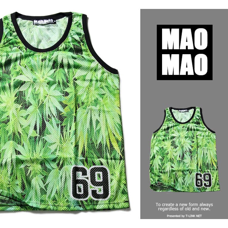 T-LINK マリファナ柄 メッシュバスケットシャツ メンズ ポリエステル100% 春夏用 S-Lメッシュバスケットシャツ メッシュ タンクトップ ストリート系...