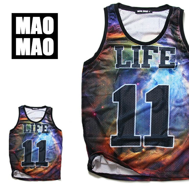 T-LINK 宇宙柄 メッシュバスケットシャツ メンズ ポリエステル100% 春夏用 S-L【メッシュ タンクトップ ストリート系 ゲームシャツ ダンス衣装 メ...