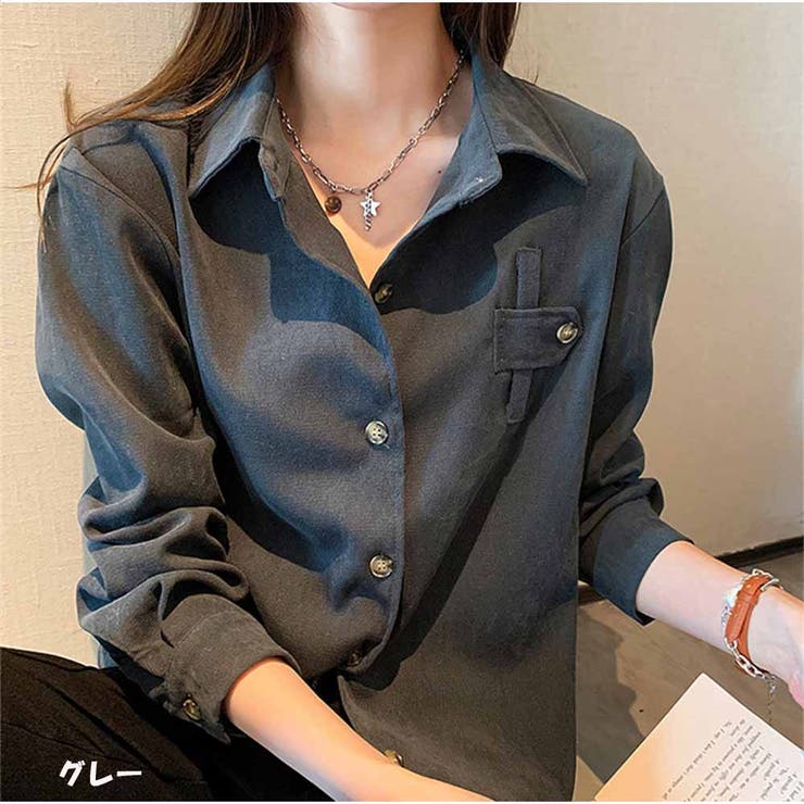 And Kawaii シャツ 長袖 無地 薄手 カジュアル おでかけ 楽ちん シンプル 美シルエット レディースシャツ トップス