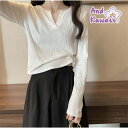 And Kawaii 長袖Tシャツ 早春の新作 Vネック ショート丈トップス トップス