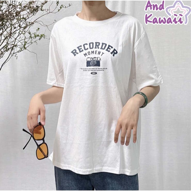 【10％OFFクーポン！9/24(木)1:59まで】And Kawaii ロゴプリント 半袖Tシャツ カジュアル 韓国 ゆったり tシャツトップス トップス shoplistselect-10029235 SHOPLIST パッケージ画像