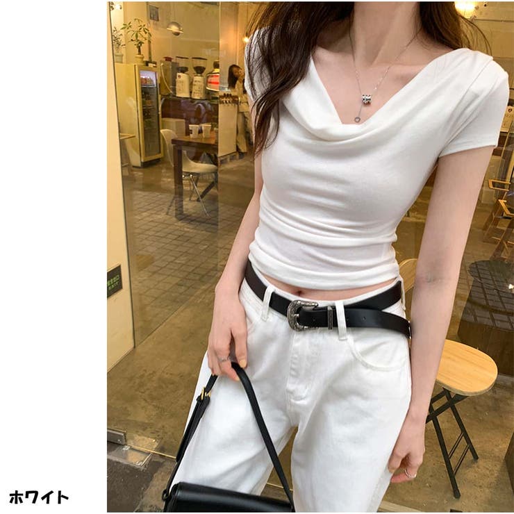And Kawaii Tシャツ 半袖 オフショルダー2way ショート丈Tシャツ 肩だし 韓国ファ...