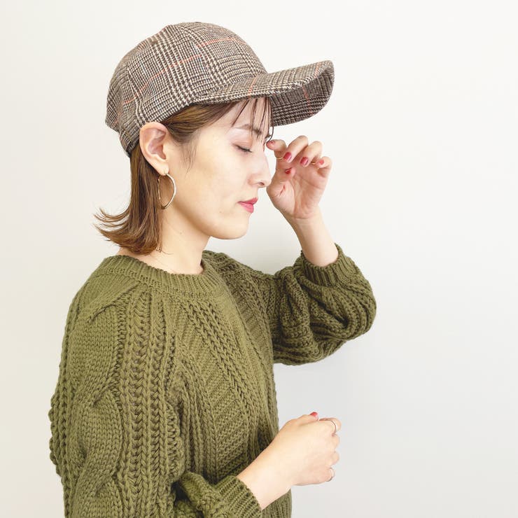 TOKOHANA チェック柄ベーシックデザインキャップ レディース 帽子 キャップ つば広 チェック柄 グレンチェック フリーサイズ ママ 公園 ピクニック 運動会 遠足 ギフト 韓国 秋冬 帽子