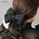 【5/16 1:59まで 5%OFFクーポン】VINGTAINE バレッタ ヘアクリップ ビッグリボン ツイード調 ヘアアクセサリー 上品 大人カジュアル シン...