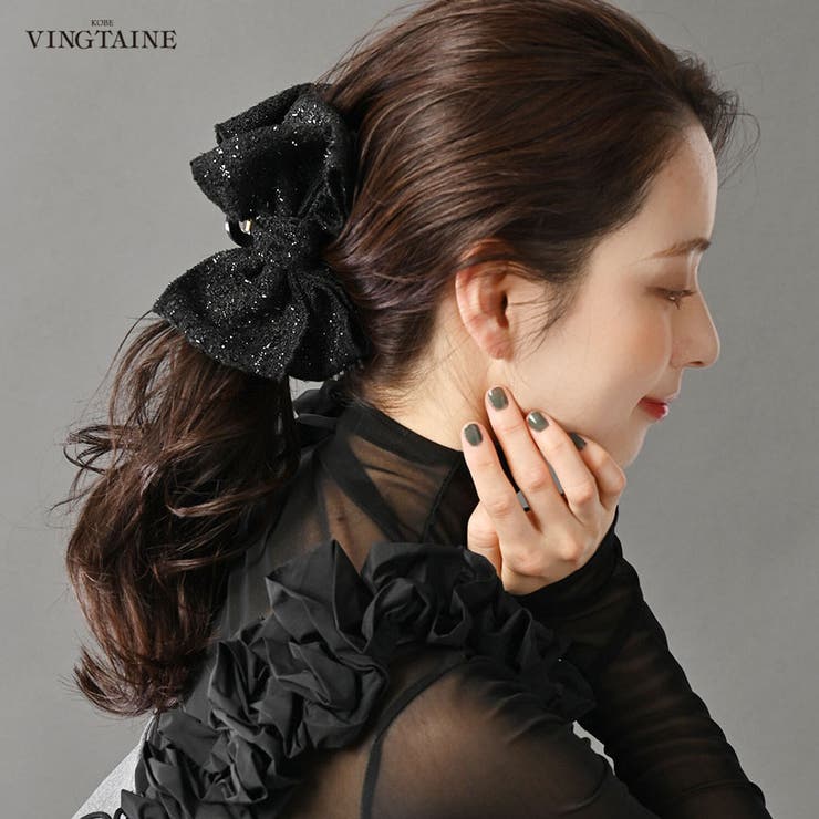 VINGTAINE バンスクリップ ヘアクリップ ビッグリボン ツイード調 ヘアアクセサリー 上品 大人カジュアル シンプル ギフト プレゼント H7867 ヘ...