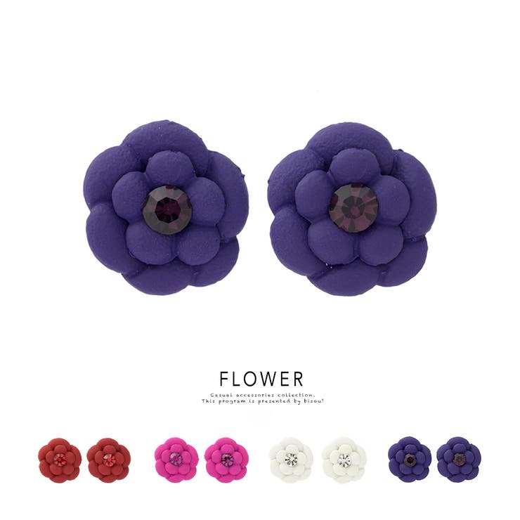 SOUBIEN ピアス スタッドピアス フラワー 花 ラインストーン レトロ シンプル 大人 パーティー 耳飾り アクセサリー アクセサリー