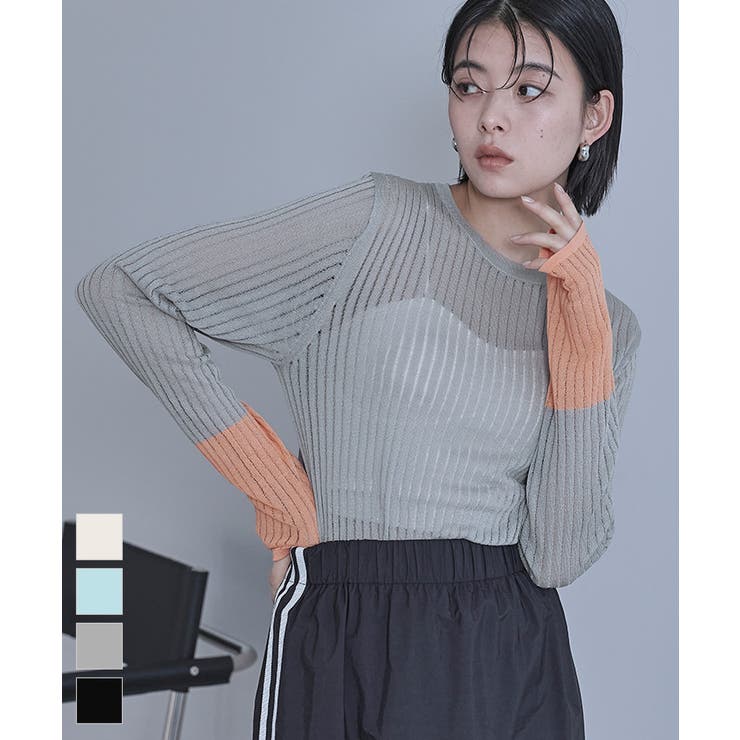 titivate 袖口配色シアートップス【miette ミエット】 トップスのサムネイル