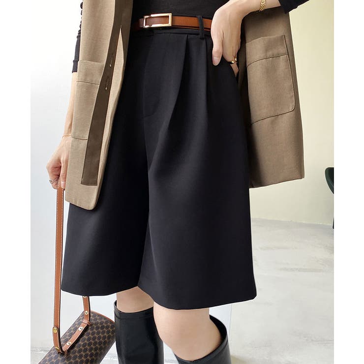 kirakiraShop 【SHOPLIST限定】Aラインスラックスハーフパンツ 2サイズ ボトムス ...