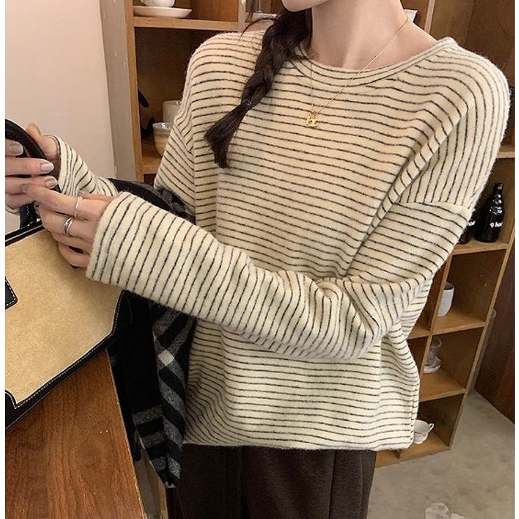 【10％OFFクーポン！5/7(木)9:59まで】Ulysses クルーネックドロップドショルダースリーブボーダートップス トップスUlysses クルーネックドロップドショルダースリーブボーダートップス トップス