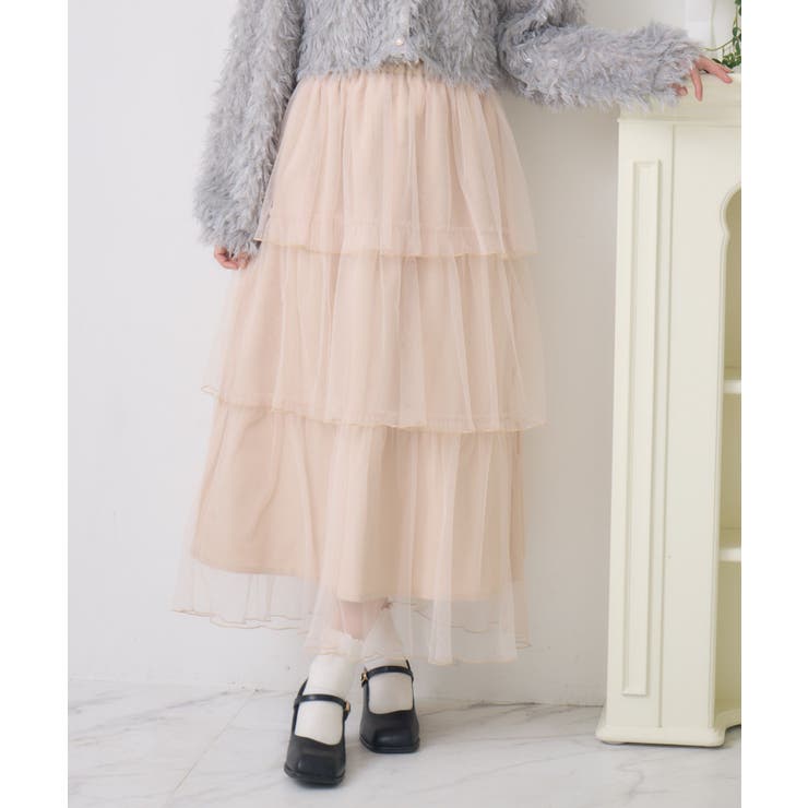 【10％OFFクーポン！1/29(木)1:59まで】RETRO GIRL チュールティアードSK スカート