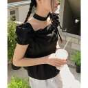 【5%OFFクーポン 9/11 1:59まで】aimoha 【Jasmine】チョーカーリボンパフブラウス Jasmine Grandiflorum トップス