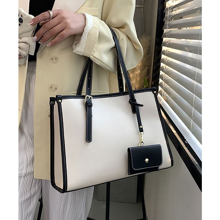 【10％OFFクーポン！11/27(木)1:59まで】レディース バッグ トートバッグ コントラストバインディング 小銭入れ付き ショルダートートバッグ 韓国 母の日 プレゼント ギフト