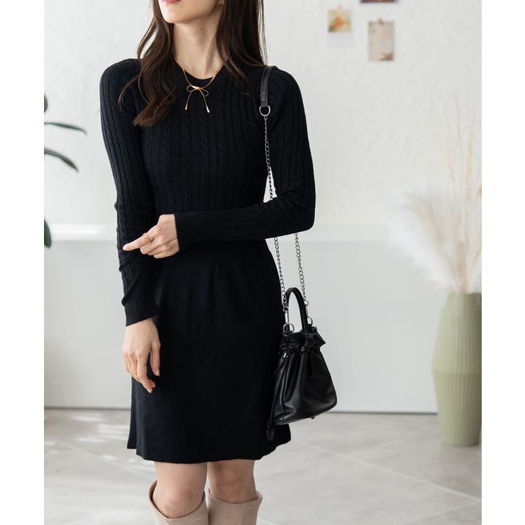 NinaetLina ニットワンピース レディース トップス ワンピース ニット ニットワンピ 長袖 タートルネック オフタートル 秋 冬 暖かい ロングワンピース ミディ丈 ひざ丈 ロング丈 無地 スカート 韓国ファッション ワンピース・ドレス