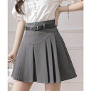 【5%OFFクーポン 9/11 1:59まで】SUNSHINE CLOSET プリーツスカート ミニ丈 ベルト付き スカート