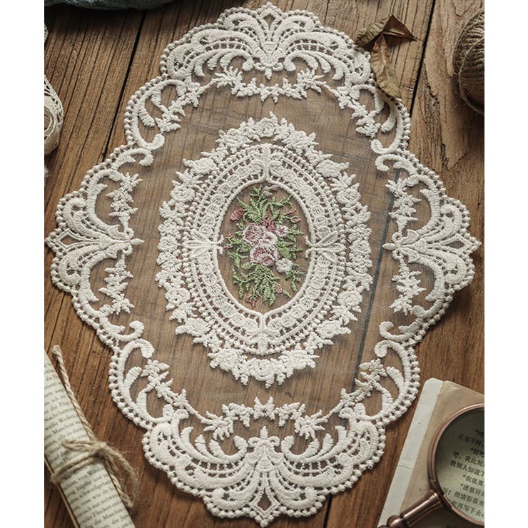 【10％OFFクーポン！2/10(火)1:59まで】aimoha aimoha home手編み風レース テーブルセンター 寝具・インテリア雑貨