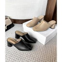 【5/15限定 15%OFFクーポン】Miniministore ミュールパンプス 太ヒール靴スクエアトゥ シューズ・靴