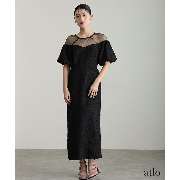 PourVous ジャガード オフショル パフスリーブ ワンピース パーティードレス オケージョン 大きいサイズ 結婚式 小柄 かっこいい ドレス フォーマルドレス フォーマル 体型カバー 10代 20代 30代 韓国 小さいサイズ お呼ばれ 低身長 総 shoplistselect-10274221 SHOPLIST サンプル画像3