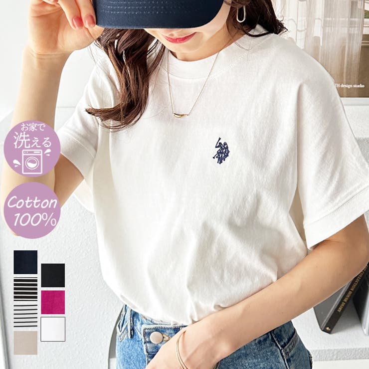 【10％OFFクーポン！3/26(木)1:59まで】GeeRA 【U．S．　POLO　ASSN．】綿100％フレンチスリーブTシャツ トップス