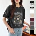 【4/27 9:59まで 10%OFFクーポン】COCOMOMO フォトTシャツ ロゴtシャツ 綿100% Tシャツ 半袖 ロゴ トップス レディース カットソー ゆったり クルーネック 五分袖 綿 半袖tシャツ オーバーサイズ ロング ドロップショルダ