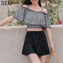 SEU チェック柄オフショルダー水着【SHOPLIST限定 新作 春 夏 秋 冬】 水着