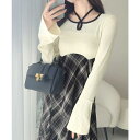 Classical Elf 【mily bilet】大人の上品さをブラッシュアップ。チョーカー使い配色パイピングカットソードッキングチェックワンピース ワンピース・ドレス