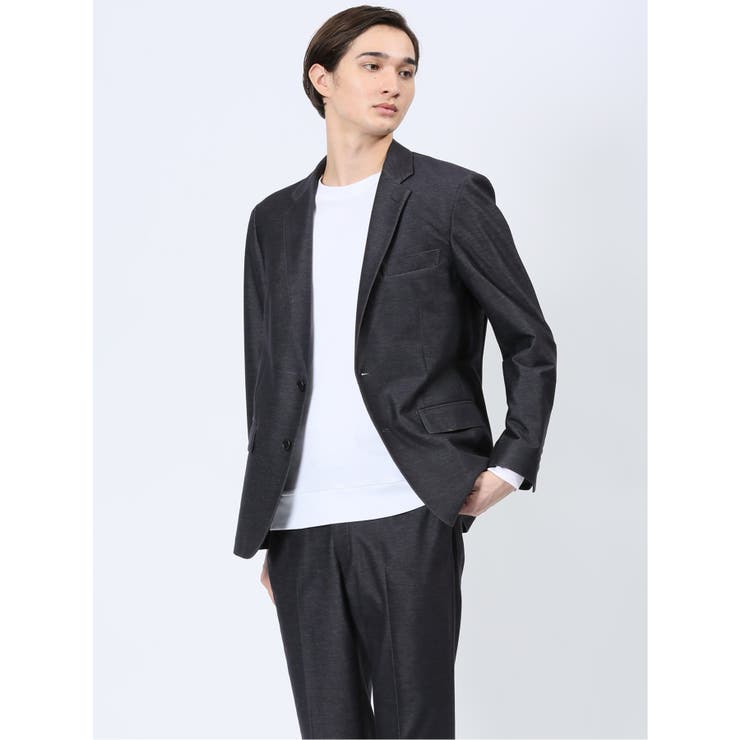 【10%OFFクーポン!11/27(木)1:59まで】TAKA-Q MEN インディゴニット スリムフィット 2ボタンジャケット 紺(セットアップ可能) スーツ