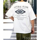 GROOVY STORE 【オーバーサイズ】Tシャツ半袖 オルテガ さがら刺繍 バックプリント Tシャツ #ロゴ T トップス