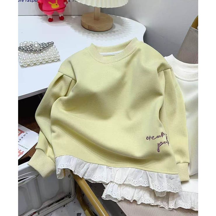 aimoha kids 【aimoha KIDS】キッズ裾フリルスウェット トップス