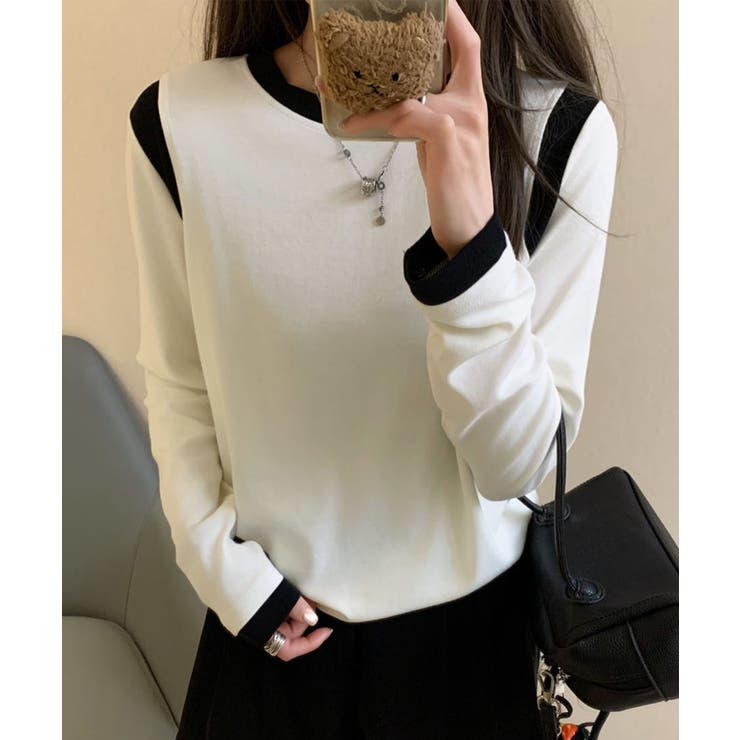 aimoha 【Banico】カラーコンビネーション長袖トップス トップス
