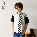 こどもの森e-shop 縦切替ロゴプリント半袖Tシャツ トップス