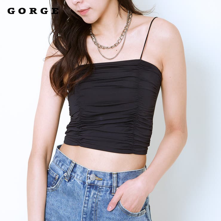 GORGE 《ギャザーデザイン×華奢ストラップ》冷感キャミトップス トップス