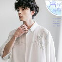Rocky Monroe 接触冷感 半袖ビッグシャツ シルバープリント ストレッチ メンズ レディース 無地 とろみ 微光沢 発泡プリント 薔薇 オーバーサイズ...