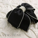 【5/16 1:59まで 5%OFFクーポン】VINGTAINE バンスクリップ パール リボン ブラック ヘアアクセサリー 上品 大人カジュアル シンプル ギ...