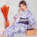 Tika 清涼カラー水彩百合柄浴衣3点セット 浴衣セット レディース浴衣 兵児帯 下駄 妖艶浴衣 ホワイト ゆんころ Tika ティカ 浴衣・着物