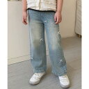 【8/11まで5%OFFクーポン】aimoha kids 【Aimoha KIDS】リボンデコレーションデニムキッズパンツ パンツ・ズボン