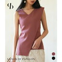 【6/25限定 20%OFFクーポン】SAISON DE PAPILLON アシメトリーノースリーブサマーニット トップス
