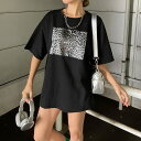 【5%OFFクーポン 9/11 1:59まで】non-hedge ヒョウ柄ビッグTシャツ トップス