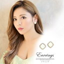 Dazzy シャイニースクエアビジューイヤリング アクセサリー