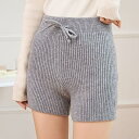 レースレディース リブ ニット リボン付き ショート パンツ ミニ レディース 秋 冬 ホットパンツ あたたかい ウォーム 大人可愛い キュート ベーシック シンプル ミニマル おでかけ デイリー カジュアル おうち服 秋冬ファッション 韓国系 パンツ