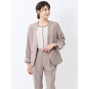 TAKA-Q WOMEN ストレッチウォッシャブル 1ボタン カラーレスジャケット ベージュ(セットアップ可能) スーツ