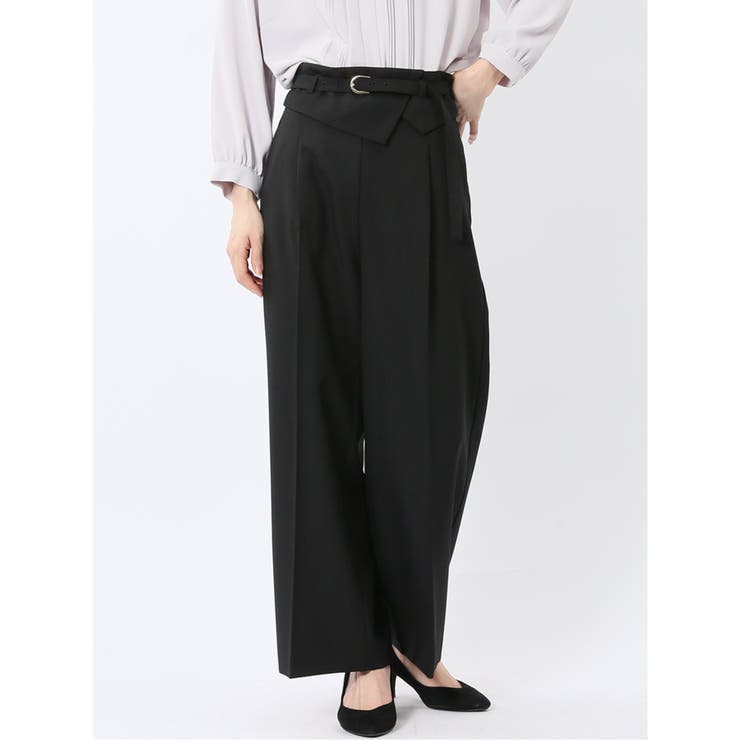 【10％OFFクーポン！11/27(木)1:59まで】TAKA-Q WOMEN ウエストデザイン ワイドパンツ パンツ・ズボン