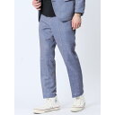 【10%OFFクーポン!11/27(木)1:59まで】TAKA-Q MEN TechLinen スリムフィット ノータックパンツ 青(セットアップ可能) スーツ