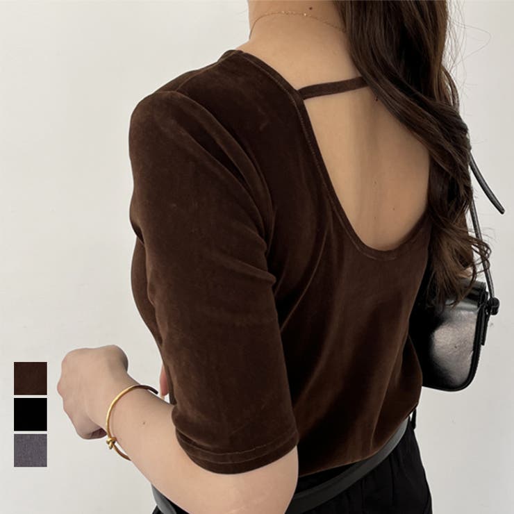 GeeRA 【nelliy.】ベロアバックオープンカットソー トップスのサムネイル