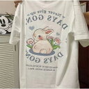 And Kawaii Tシャツ 半袖 カジュアル うさぎ柄 プリント 可愛い レディース トップス