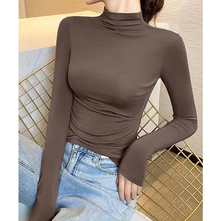 aimoha リブ編みハイネック長袖トップス トップス