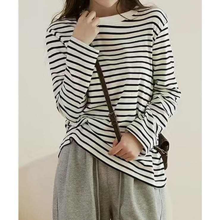 aimoha ボーダー長袖Tシャツ トップス